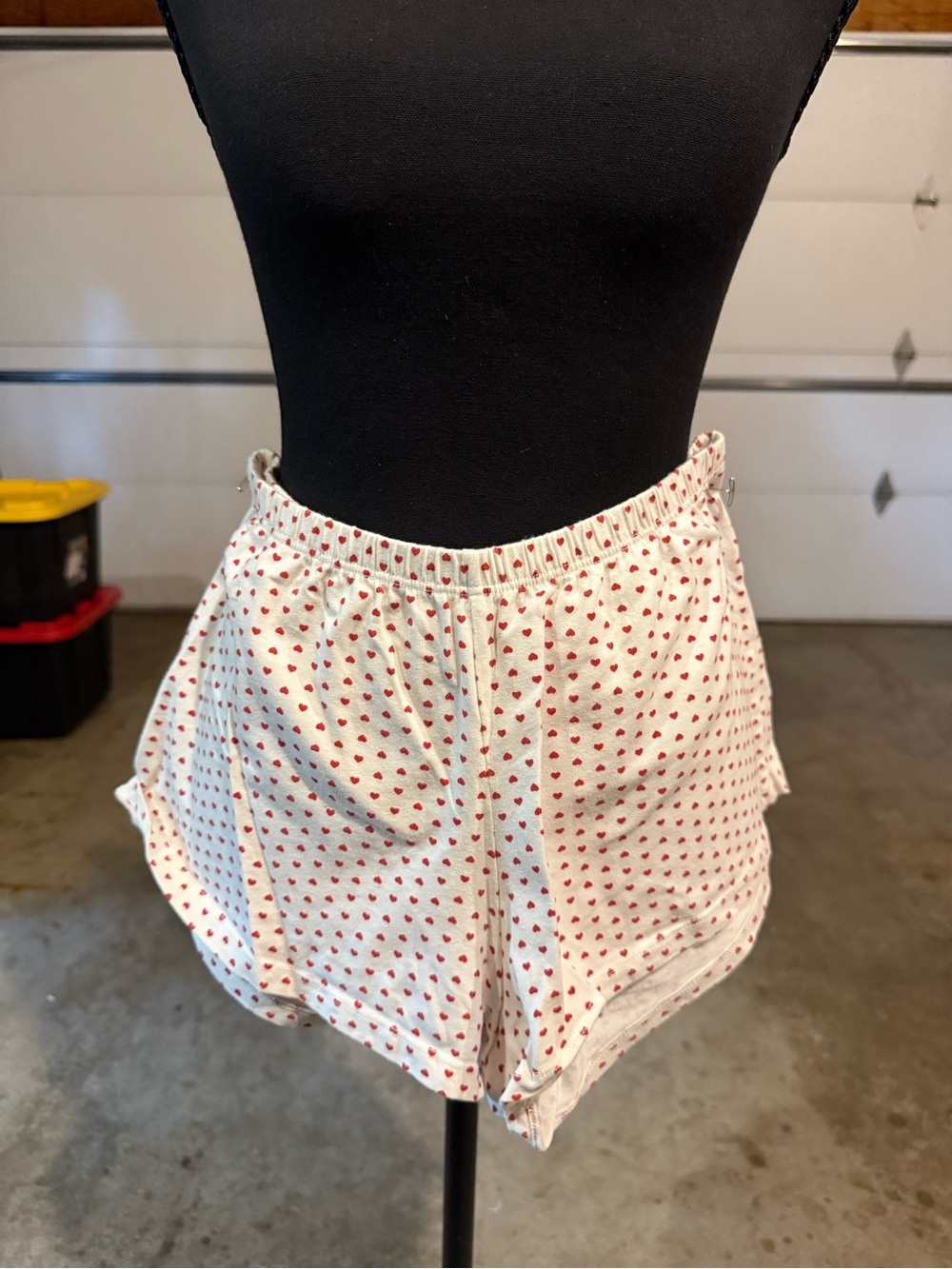 PacSun White Athletic Shorts with Red Heart Print